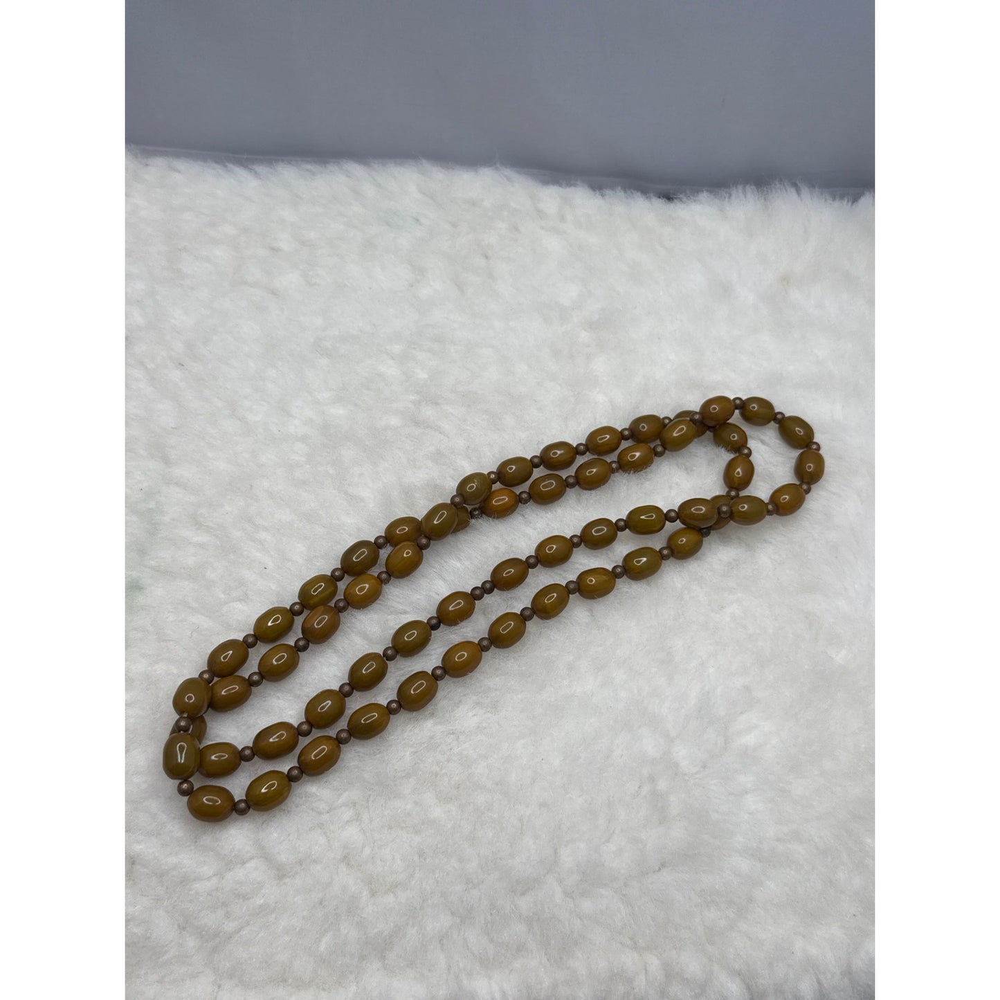 Vintage Brown Art Glass Sautoir Length Statement Necklace Large 48" classy boho