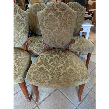 Secondhand Sandies: Set of 5 Dining Chairs Green Velvet Flocking