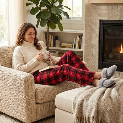 Teens  Juniors Red and Black Plaid Fleece Pajama Pants Small Cozy Comfy