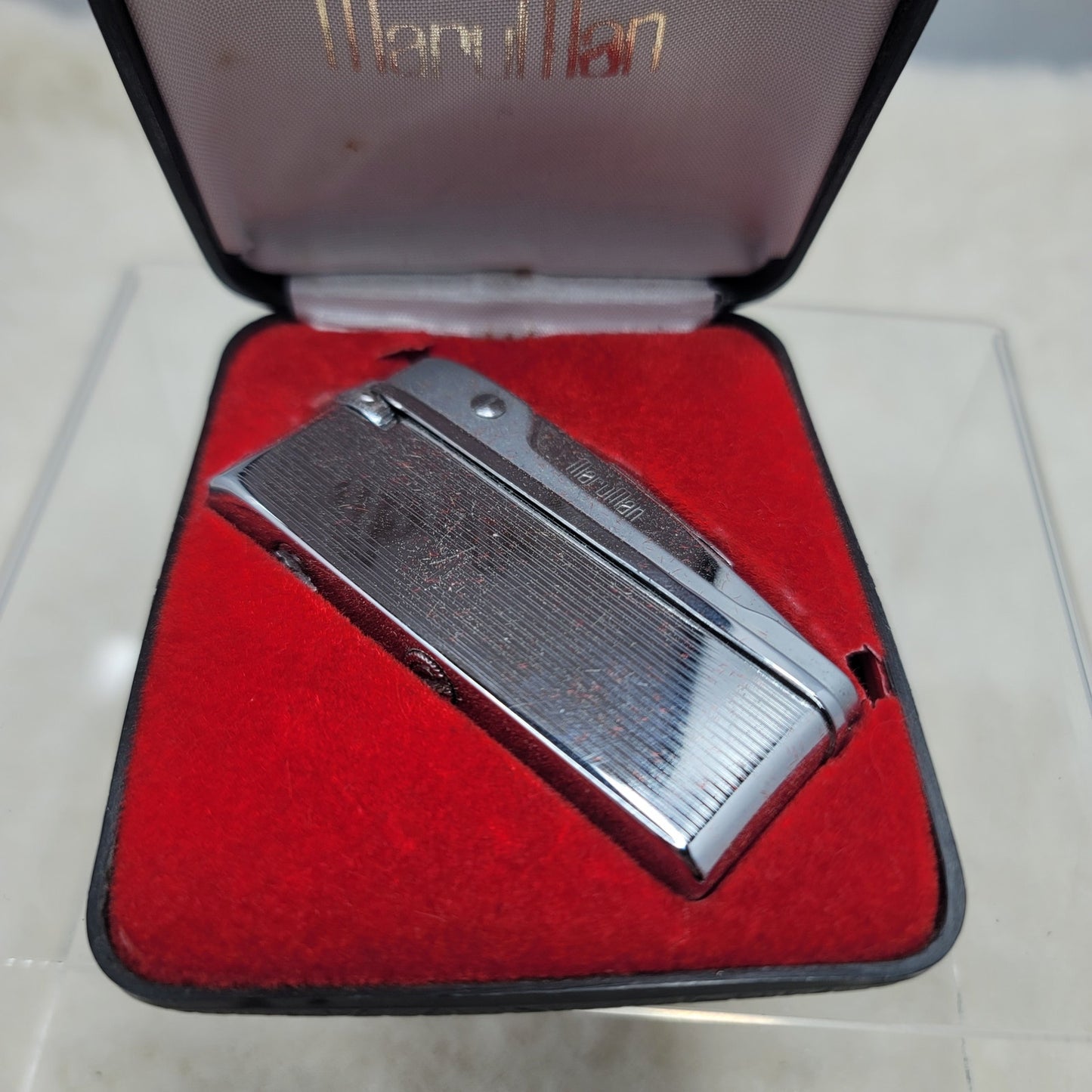Vintage Maruman Chrome Pocket Lighter Box Ireland Mid-Century Modern Minimalist