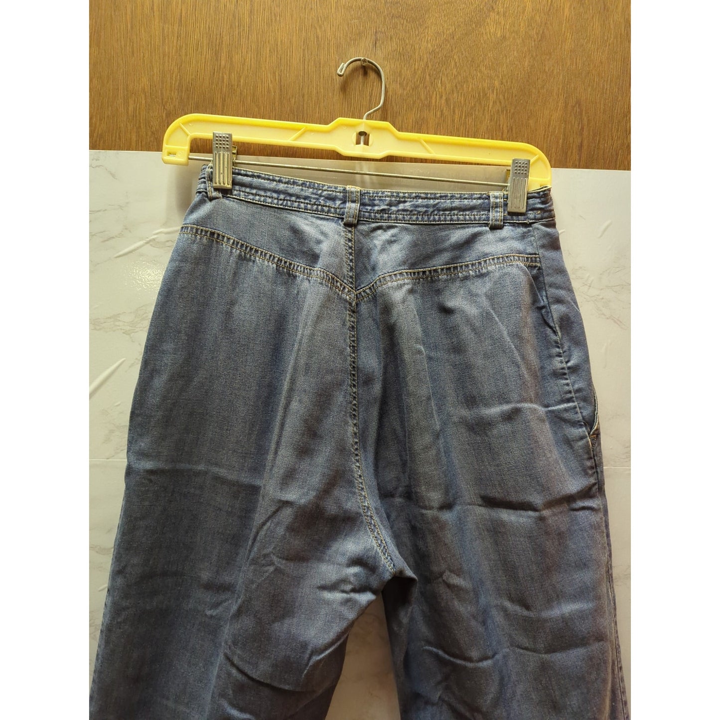Vintage Lightweight Cotton Light Wash Bootcut Hem Slit High Waist Jeans Size 6