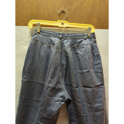 Vintage Lightweight Cotton Light Wash Bootcut Hem Slit High Waist Jeans Size 6