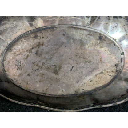 Vintage National Silver Co. Ornate Chased Oval Silverplate Tray