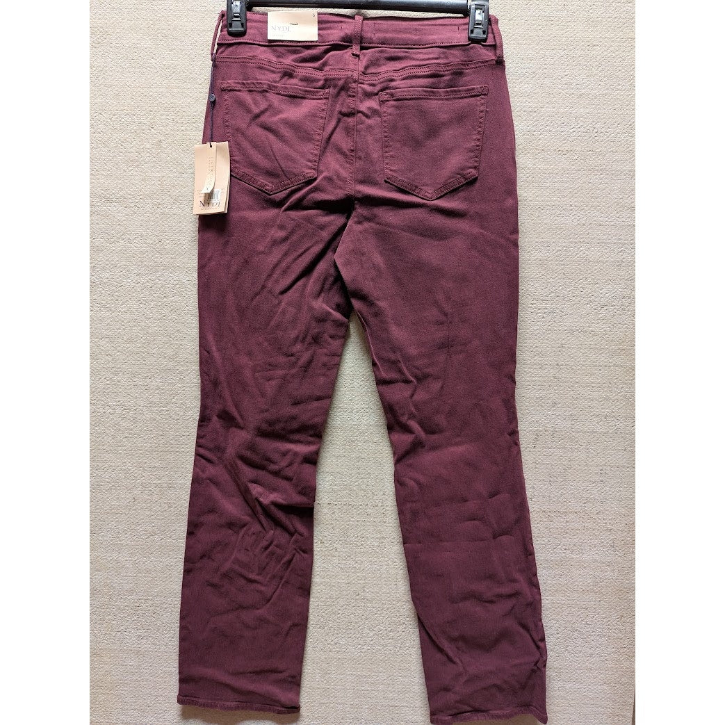 NYDJ Women's Jeans Marilyn Straight Leg Size 6 Deep Merlot Wine NWT