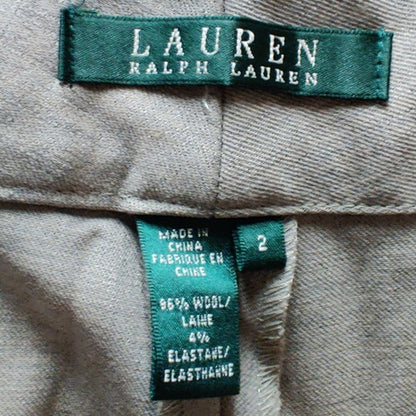 Lauren Ralph Lauren Taupe Gray Wool Blend Pants Career Minimalist Straight 2