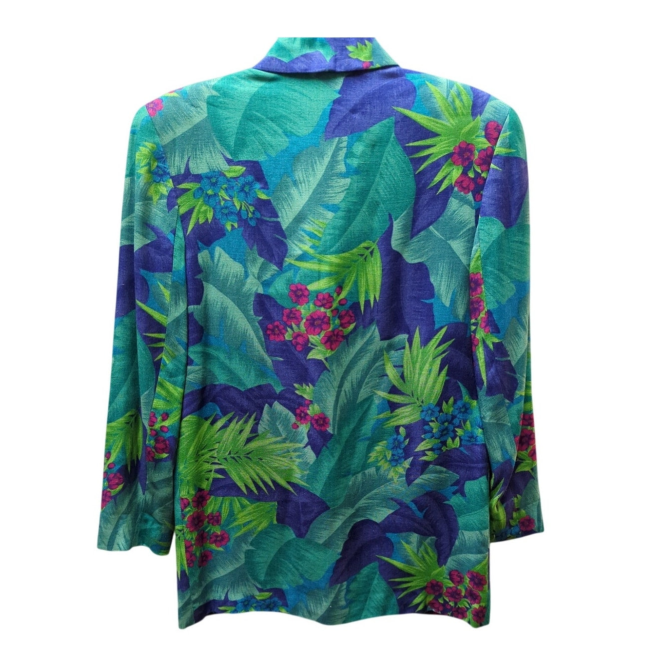 Vintage Liz Claiborne Tropical Hawaiian Floral Rayon Blazer Jacket 90s Vibrant
