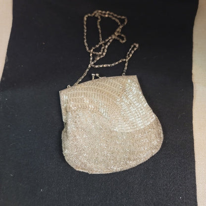 Vintage Magid Hand Made Macau Beaded Kiss Lock Evening Bag Clutch Shoulder Bag