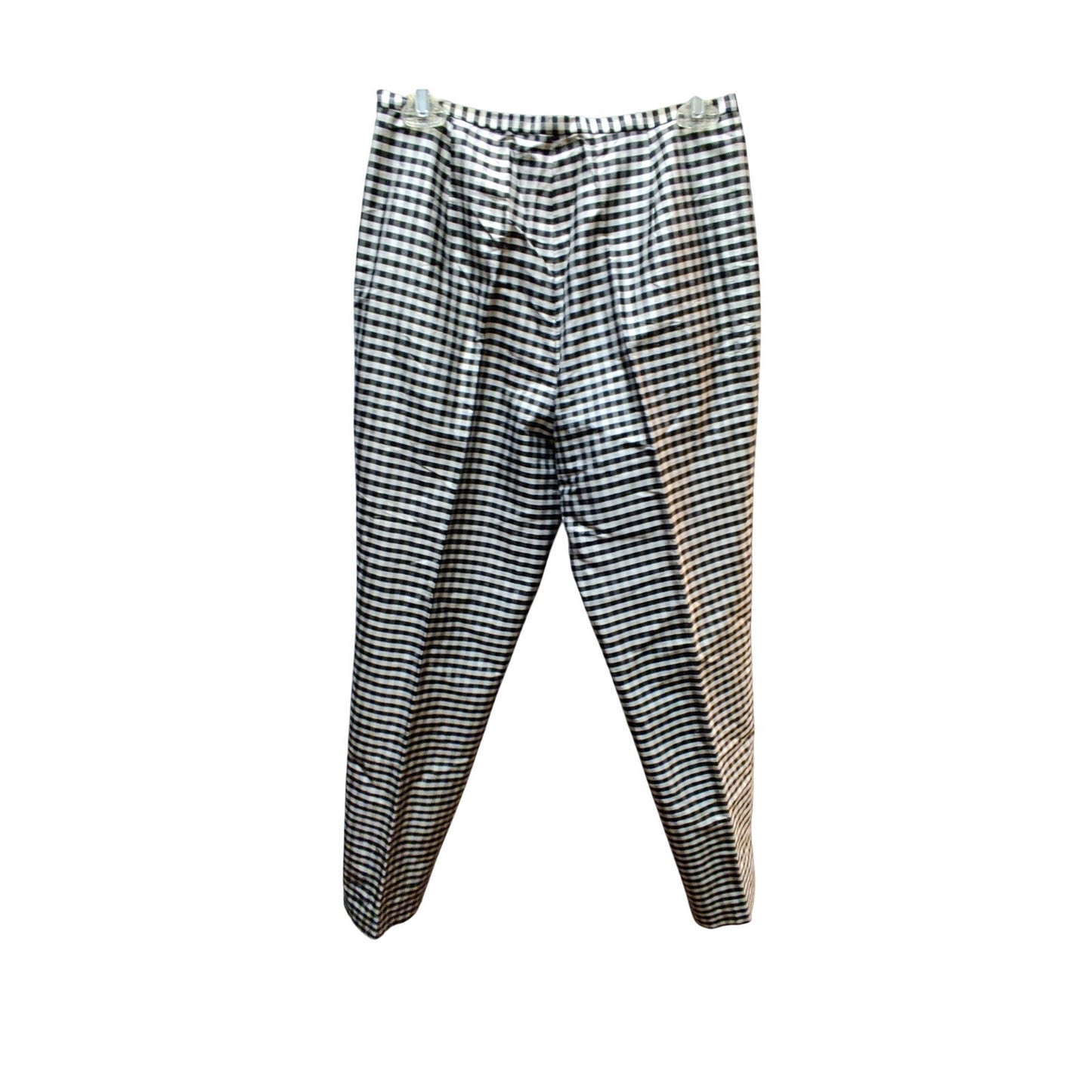 Vtg. Lauren Ralph Lauren Black & White Gingham Tapered Pants Side Zip Lined 4