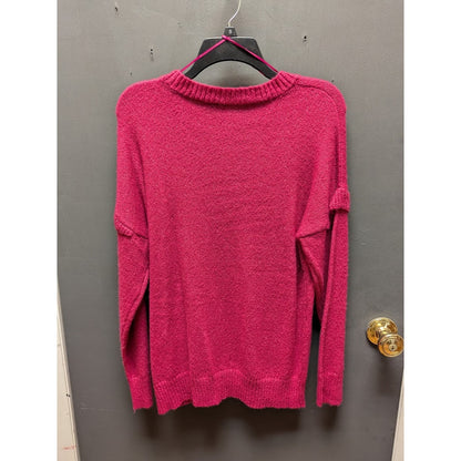 Love by Design Size Large  Cranberry Knit Sweater drop shoulder detail crew neck