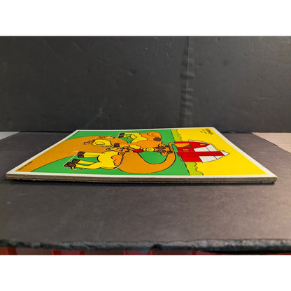 Vintage Playskool Farm Cows Wooden Inlay Tray Puzzle Barn Silo USA Made