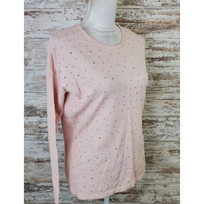 Matty M Blush Pink Embellished Crewneck Long Sleeves Sweater Size MEDIUM NEW