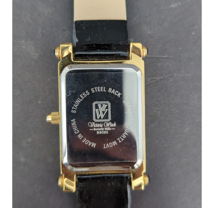 Victoria Wieck Beverly Hills Women's Watch Gold Tone Crystal Bezel Leather Band