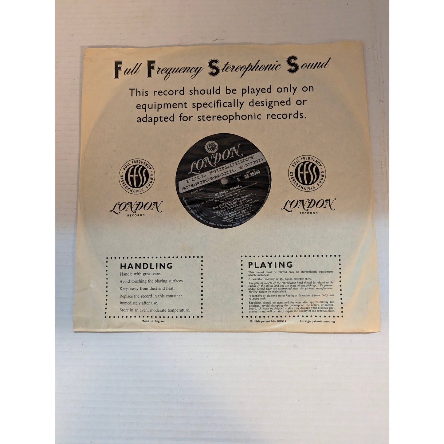 Handel Messiah Joan Sutherland Adrian Boult FFSS OSA 1329 Stereo 3-LP Box Set