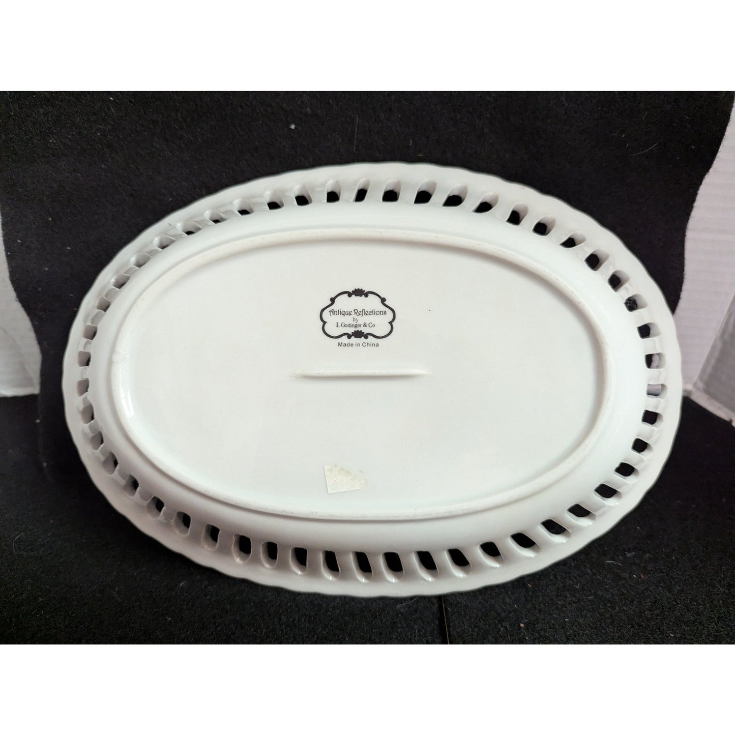 Godinger Antique Reflections White Ceramic Reticulated Oval Platter