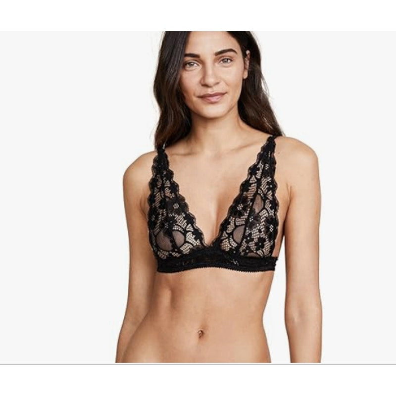 Honeydew black caviar camelia lace Bralette Bra Large NEW sheer GOTH