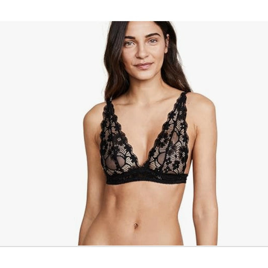 Honeydew black caviar camelia lace Bralette Bra Large NEW sheer GOTH