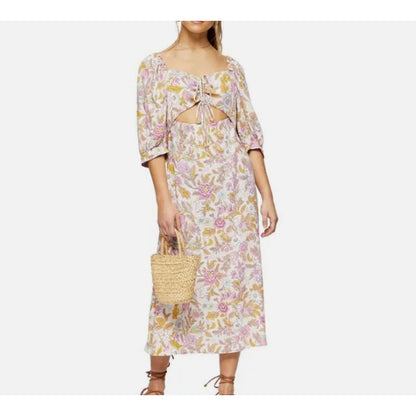 NEW TOPSHOP Topshop Floral Cutout Midi Dress Size 2 Extra Small
