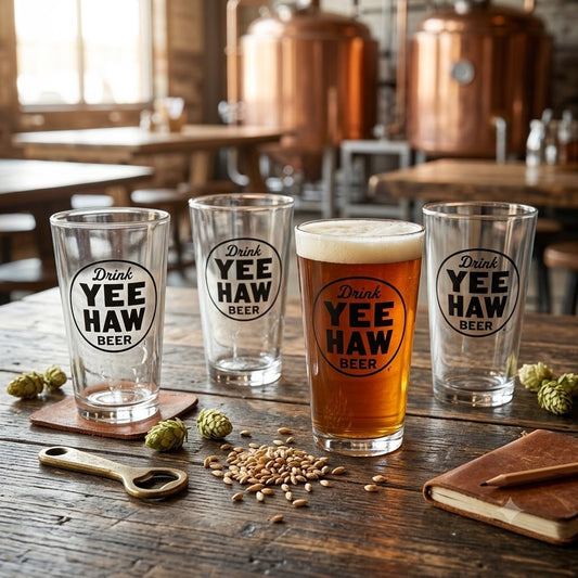 Yee-Haw Brewing Co. "Drink Yee Haw Beer" Pint Glasses - Set of 4