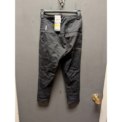 Zella Black high waist capri leggings black size Small striped detail vents calf