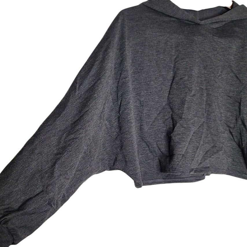 Lush Charcoal Gray Cropped Sweatshirt Pullover Hoodie Medium long sleeve NEW