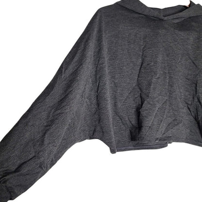 Lush Charcoal Gray Cropped Sweatshirt Pullover Hoodie Medium long sleeve NEW