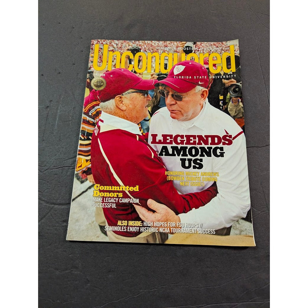 Unconquered Seminole boosters magazine Fall 2009 Florida State University BOWDEN