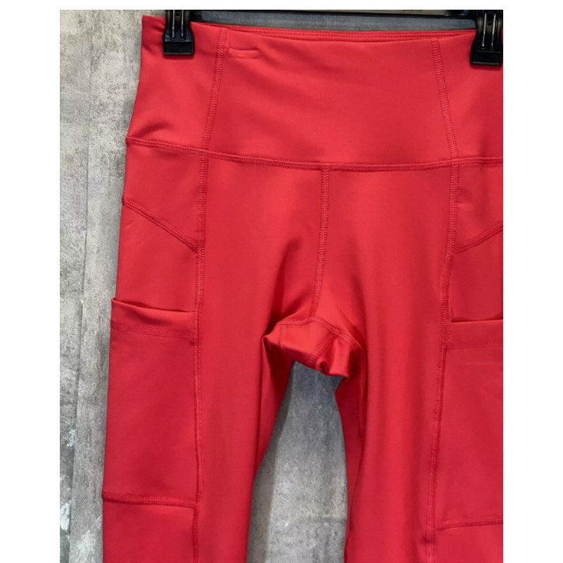APANA Women's Teaberry Solid High-Waist Side Pocket Pull-On Capri Leggings LARGE