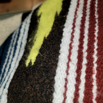 Vintage Mexican Zapotec Handwoven Wool Rug Blanket 82x56 Cream MCM Southwestern