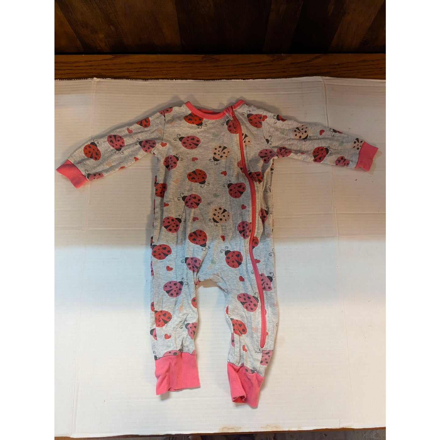 Koala Baby Baby Girls Gray Red Ladybug Fleece Footed Sleeper Size 18 Months