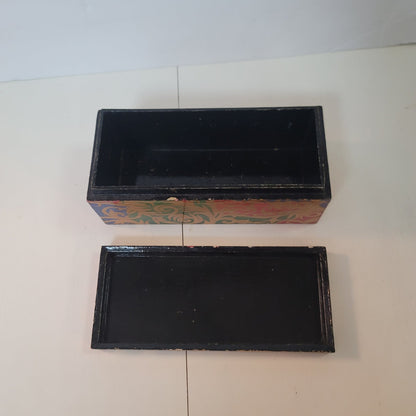 Lacquer box Multicolor Rectangle Black gold Blue ITALIAN Swirl 9"x4" x4" Stash