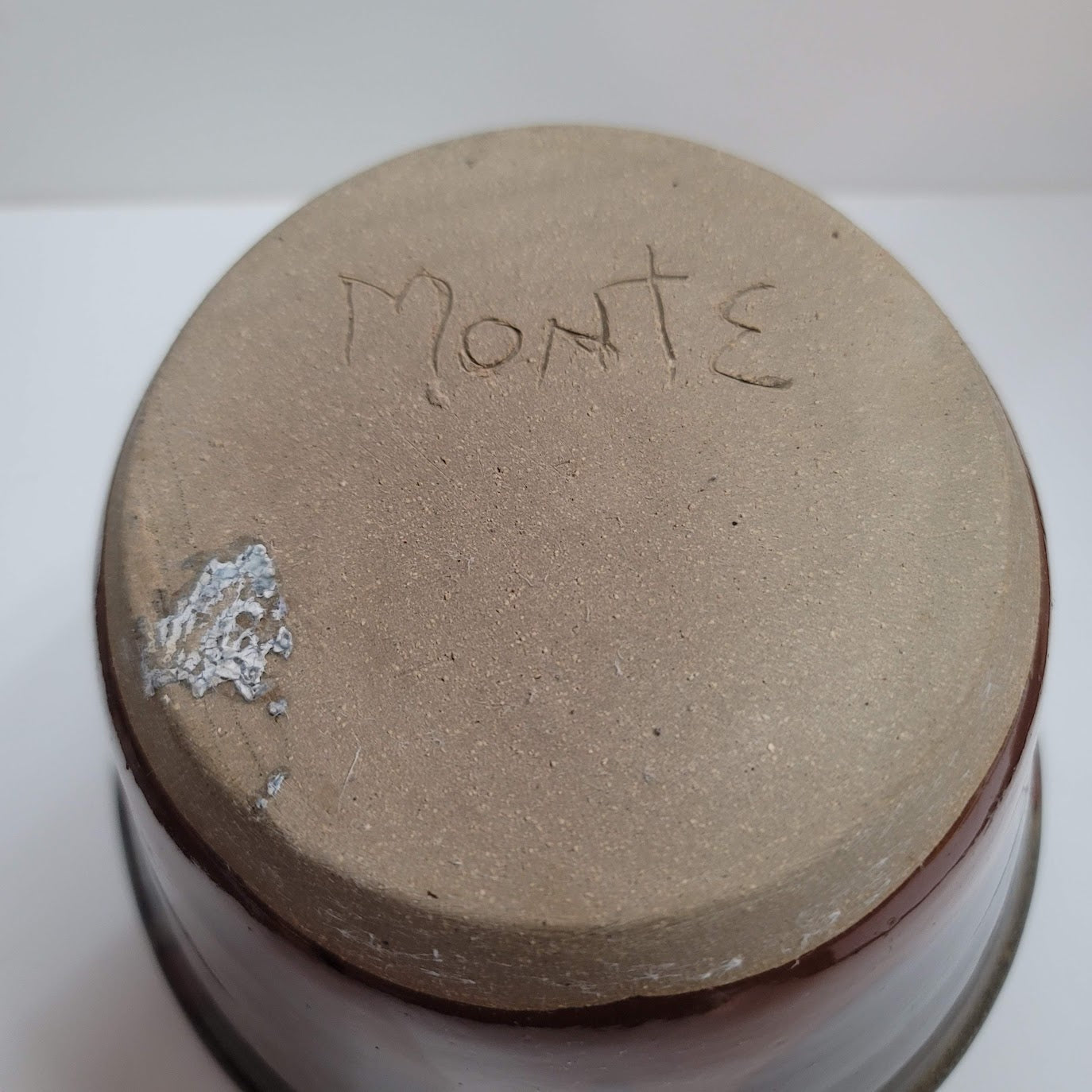 Stuidio Art Pottery Bowl Signed Earthtones Clay Signed MONTE rimmed top
