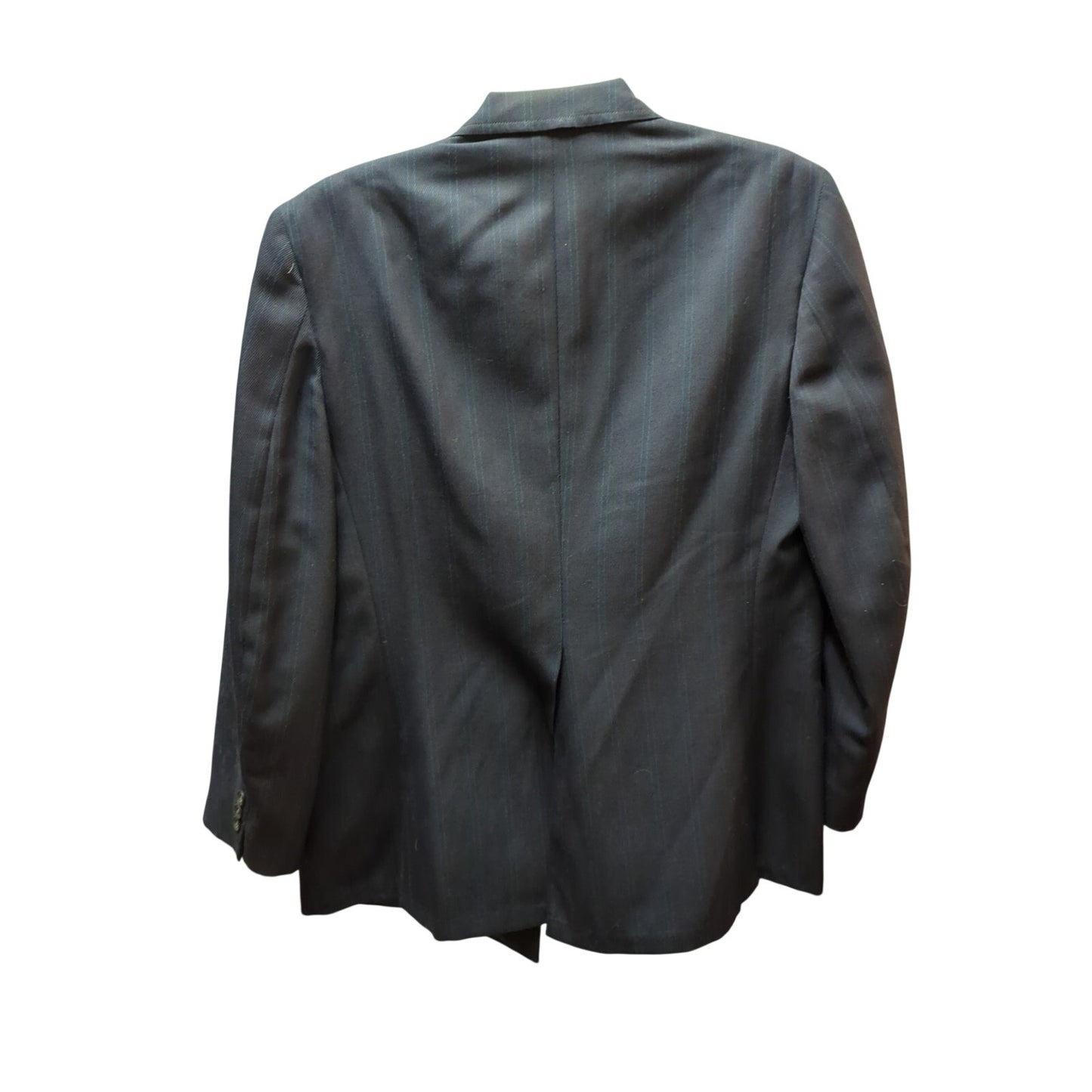 Vintage Brent Men Pinstripe Suit Blazer Jacket Dark Navy 39-28L Classic Business