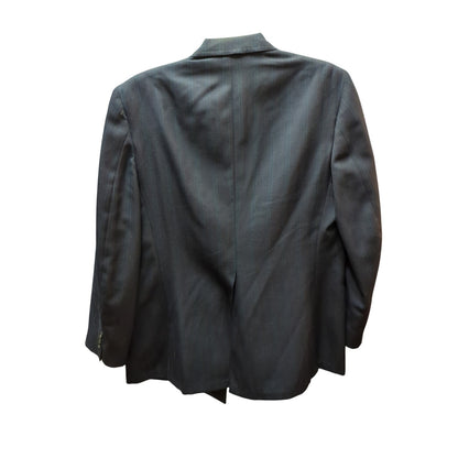 Vintage Brent Men Pinstripe Suit Blazer Jacket Dark Navy 39-28L Classic Business