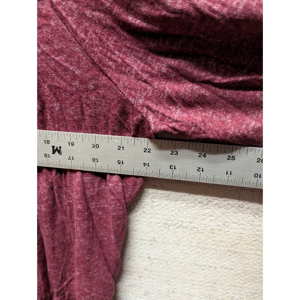 Bobeau Marled Babydoll V-Neck Pullover Top Size LARGE in Windsor Wine NWT