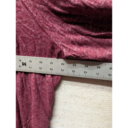 Bobeau Marled Babydoll V-Neck Pullover Top Size LARGE in Windsor Wine NWT
