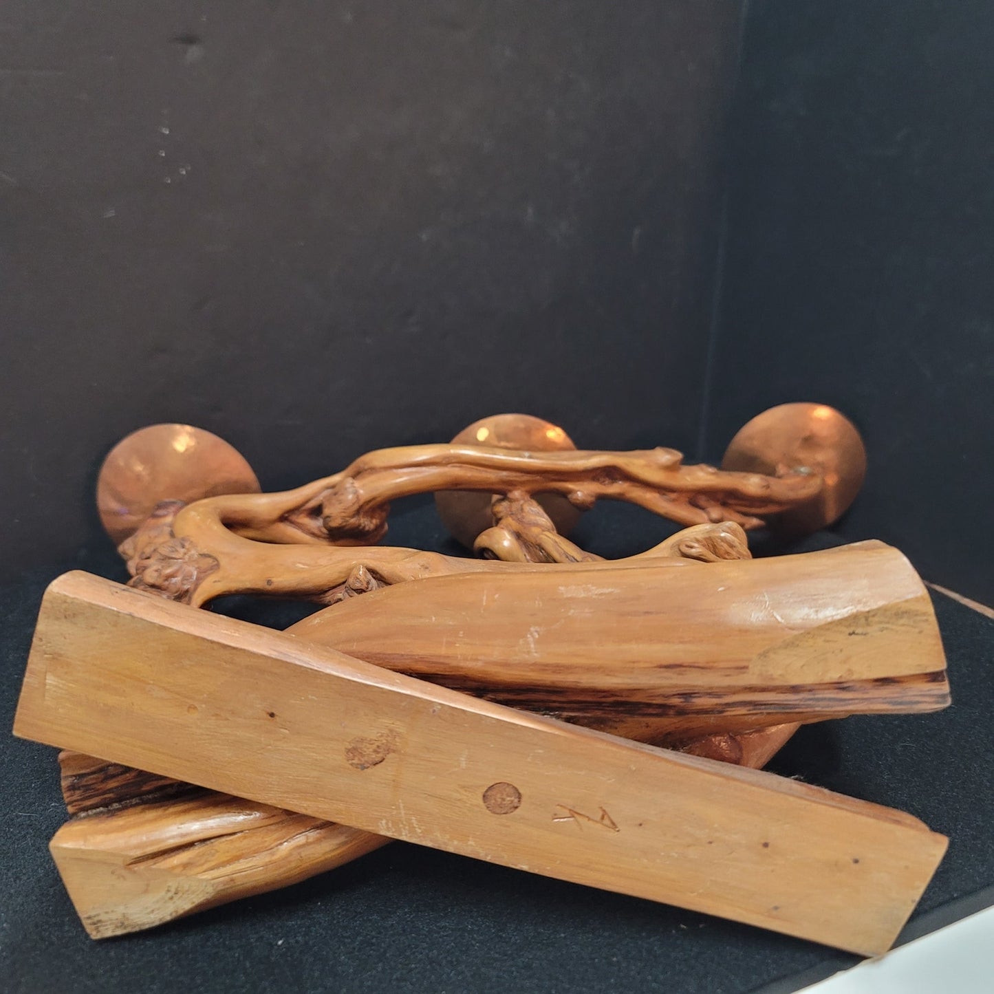 Artisan Wood driftwood triple Candle holder freeform brutalist GNARLY branch