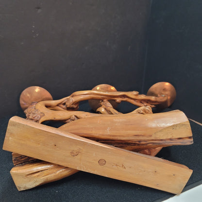 Artisan Wood driftwood triple Candle holder freeform brutalist GNARLY branch