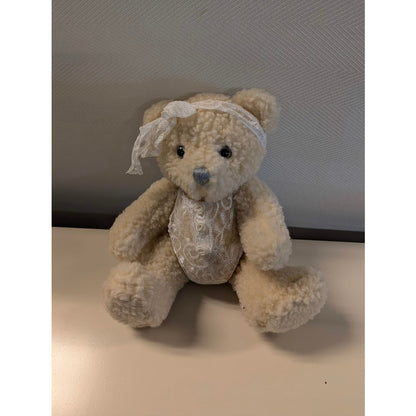 Stuffed Animal PLUSH teddy bear lace bodysuit with headband Vintage 80s