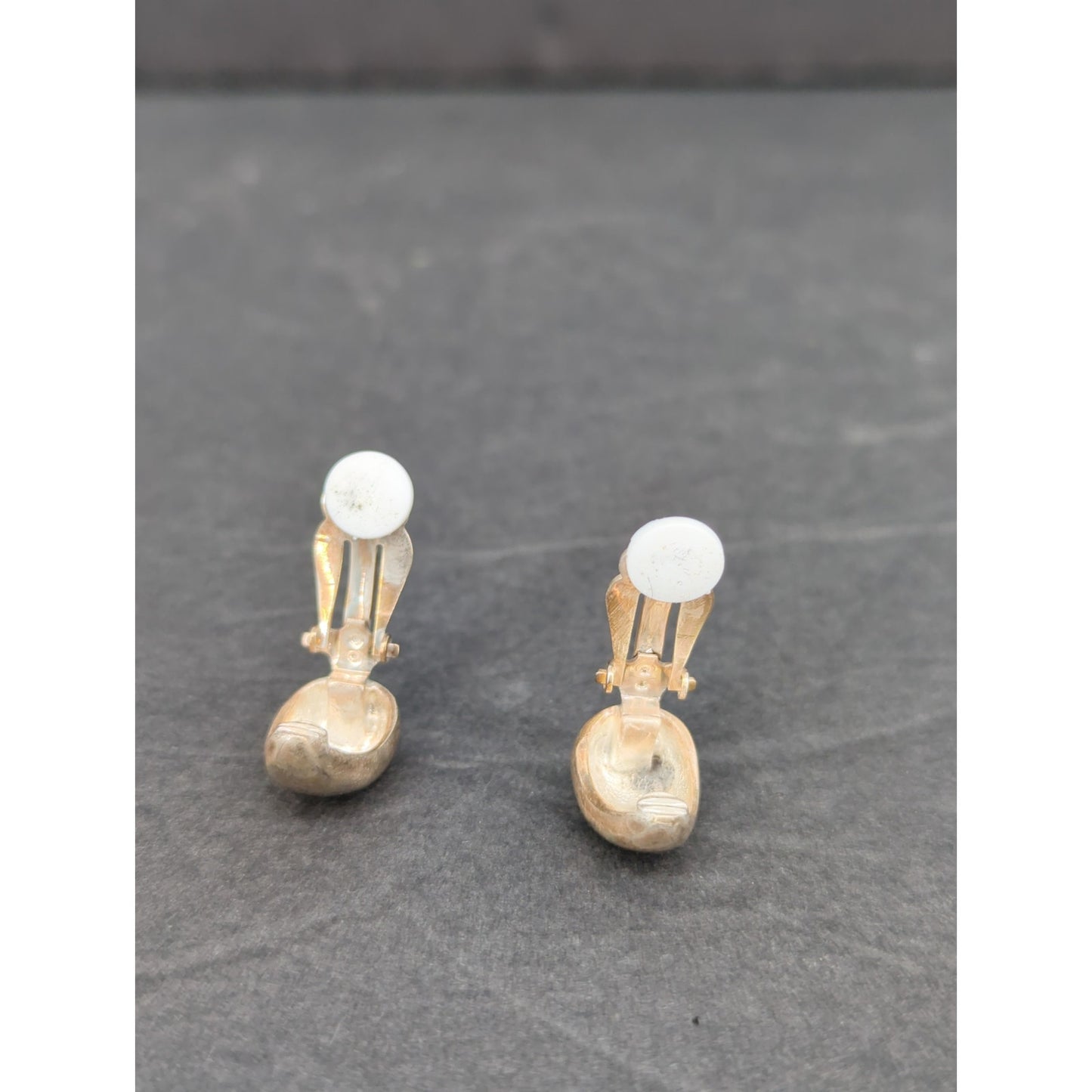 Vintage Premier USA Gold Tone Tear Drop Clip On Earrings Retro Statement 1980s