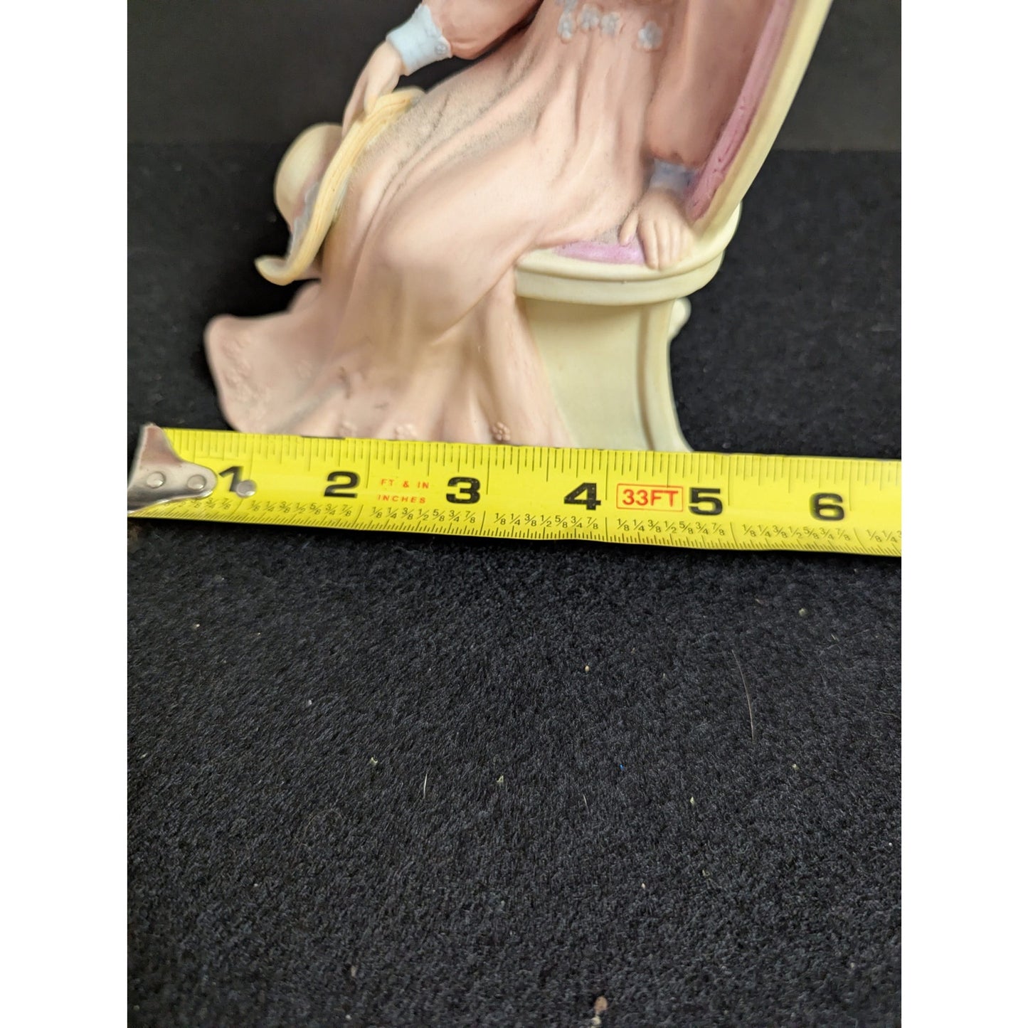 Vintage Bisque Porcelain Seated Victorian Lady Figurine with Hat