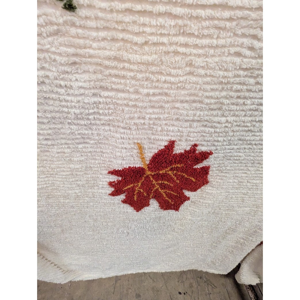 Sleepwell King Autumn Fall Leaves Chenille blanket coverlet bedspread w/overhang