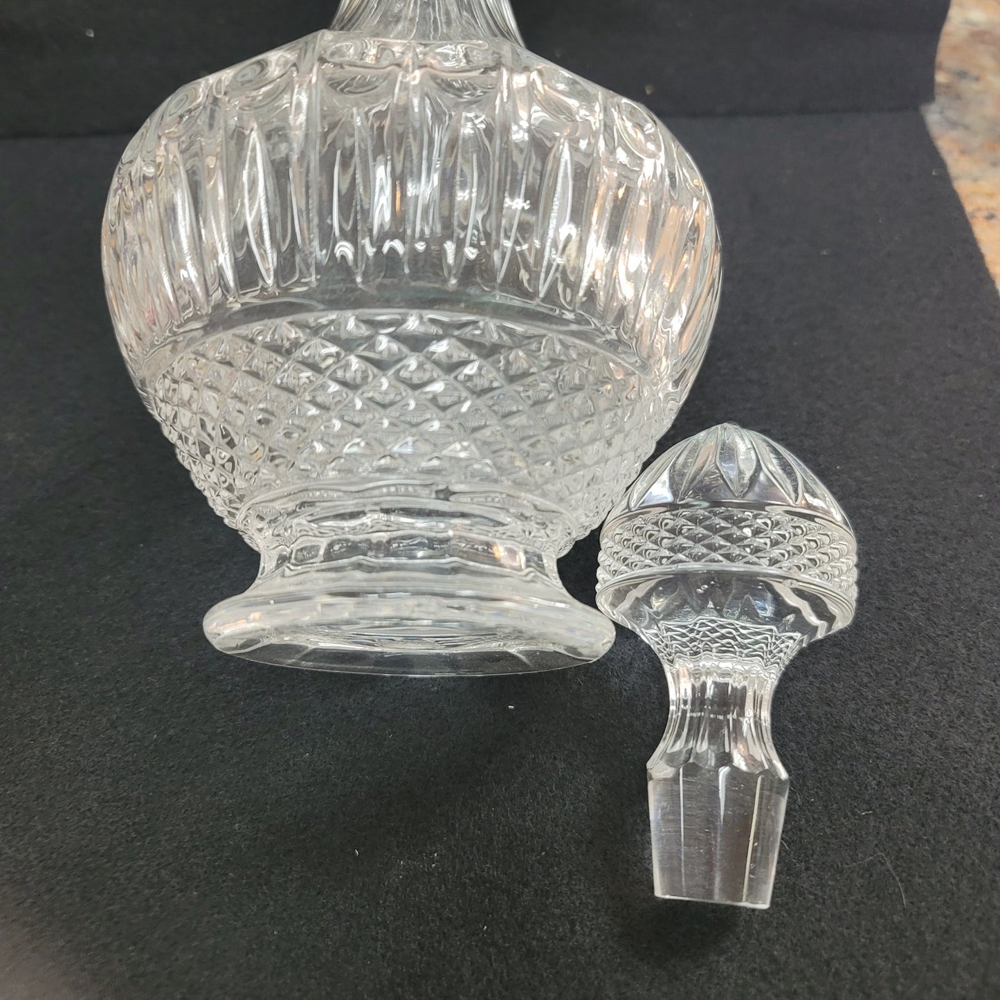 Decanter with domed Stopper EAPG FOOTED brandy Vintage 13” diamond pattern