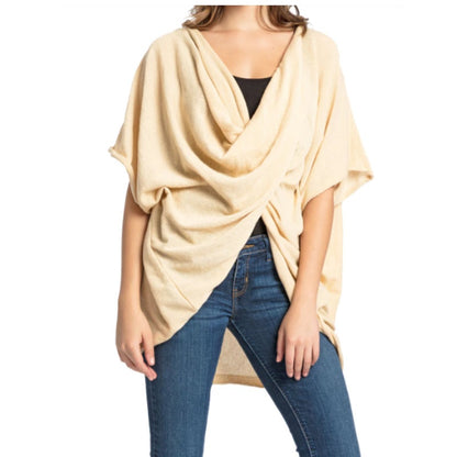 SAVE THE OCEAN RECYCLED IVORY KNIT TWIST PONCHO $68.00 Ivory one size