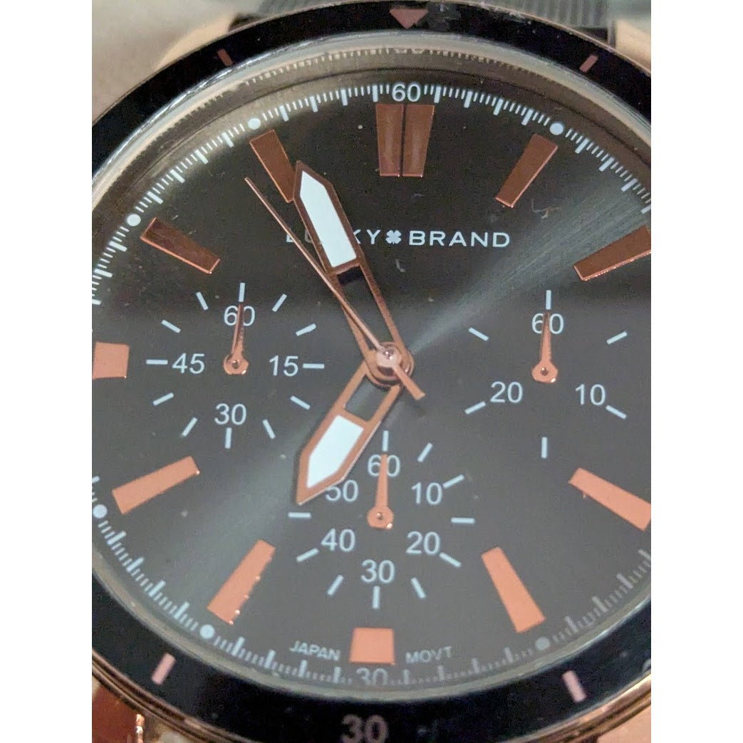 Lucky Brand Watch with bracelet in Box NEW Black rose gold Mens gift set
