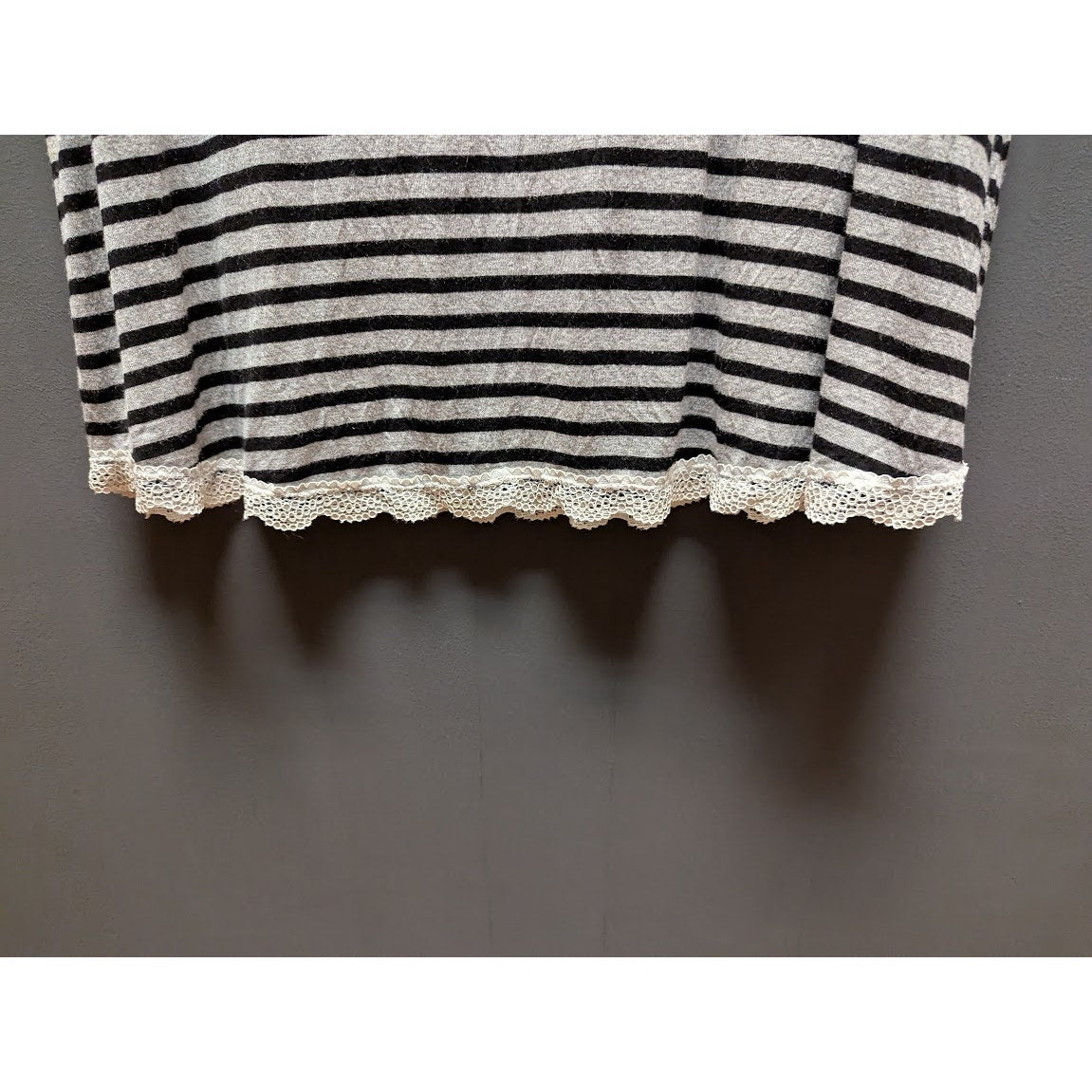 Honeydew Women's Striped Lace Trim Short Sleeve Raglan Pajama Dress NWT