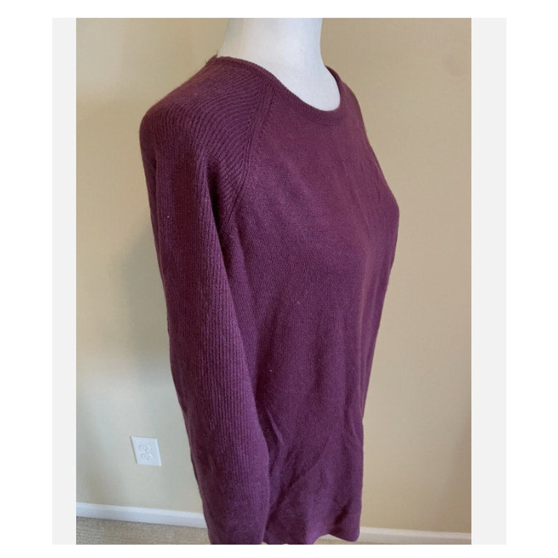Sweet Romeo Women's Eggplant Modern Raglan Sleeve Pullover Sweater Size LARGE