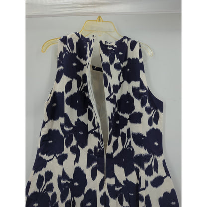 Alex Marie Women's Navy Blue and White Floral Sleeveless Dress 8