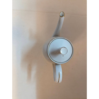 Vintage St Regis Fine China Coffee Pot White Porcelain Platinum Trim Mid-Century