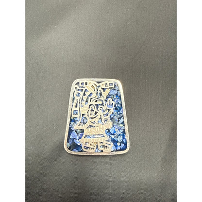 JUAN SANDOVAL Two trees brooch lapis mosaic Sterling Silver TS-30 Taxco .925