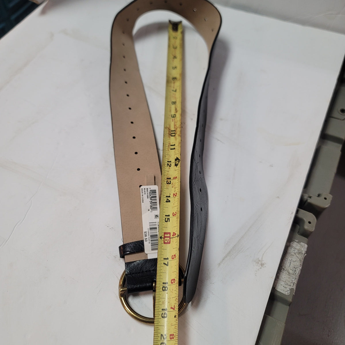 INC International Concept  NEW Classic Panel Belt Black metal Medium Adjustable